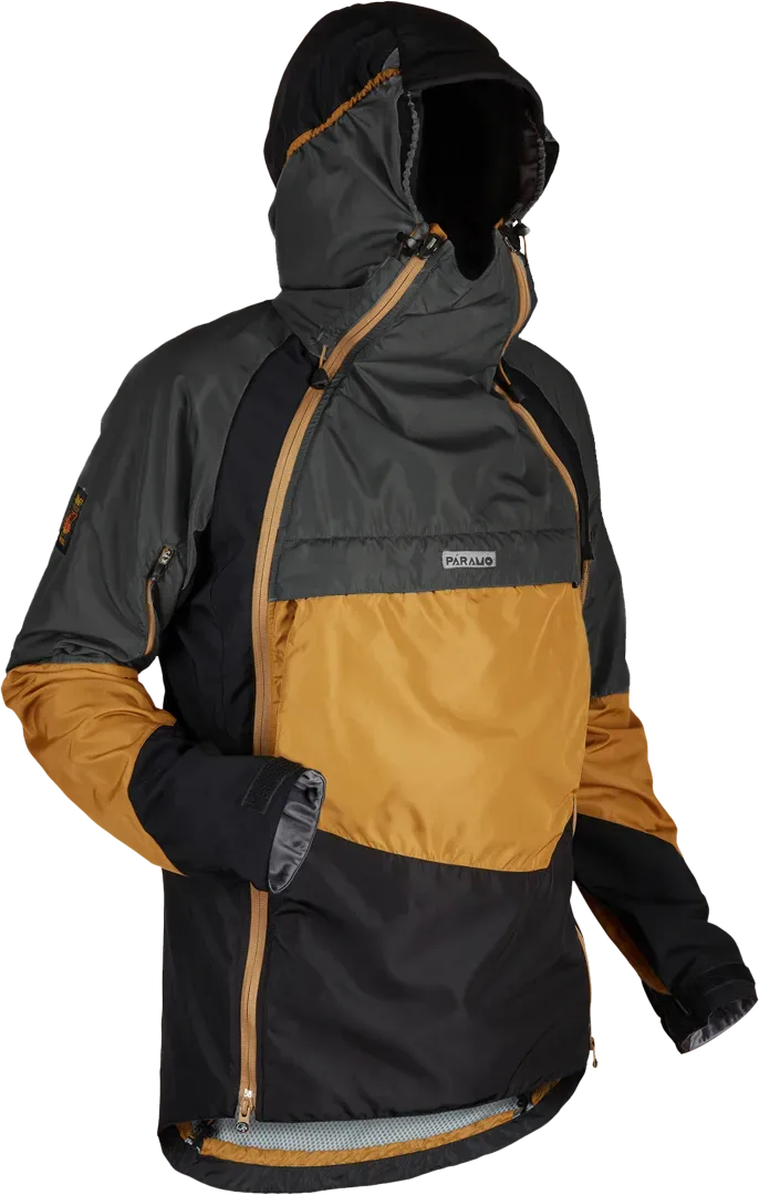Mens Mountaineering Smock Paramo Velez Evolution Hybrid In Cumin Steel Black Angled