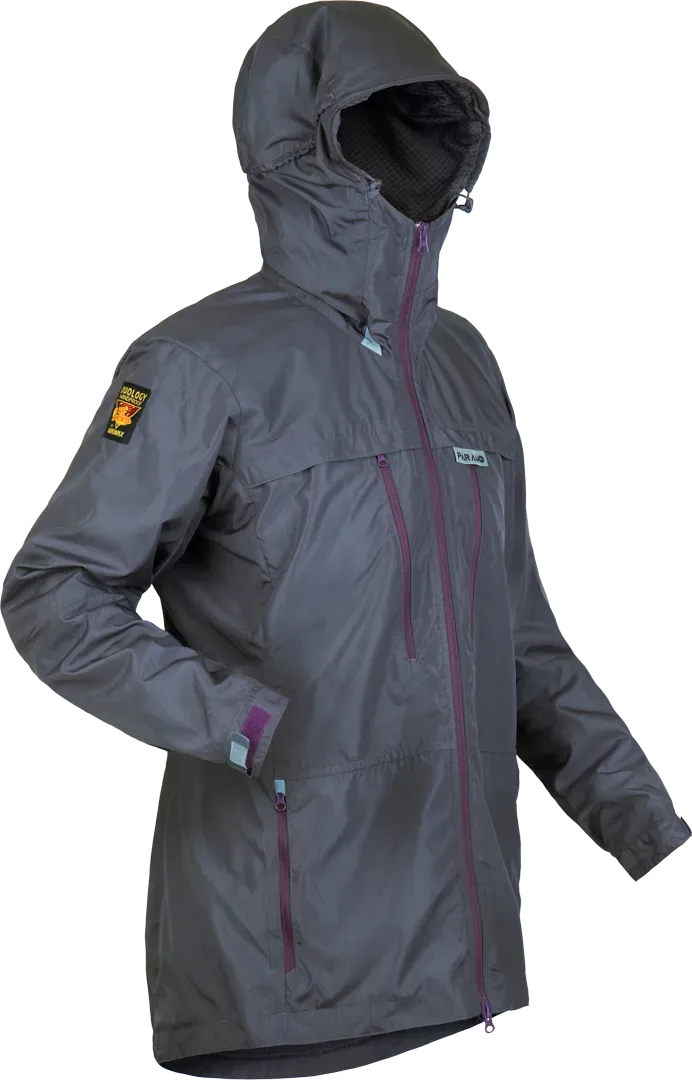 Womens Bentu Windproof Jacket Rock Grey Elderberry Womens Windbreaker Angled