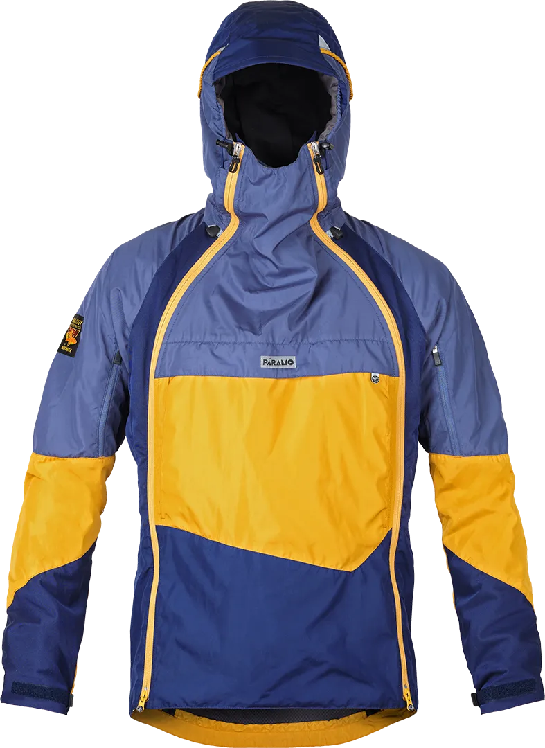Mens Mountaineering Waterproof Smock Paramo Velez Evolution Midnight Gold Indigo Front