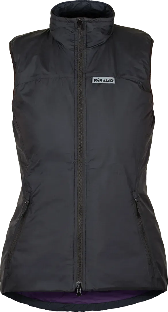 Womens Insulating Climbing Gilet Paramo Torres Medio Black Elderberry Front 1080