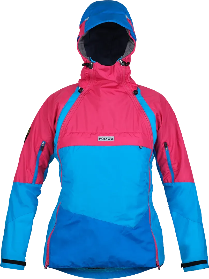 Womens Winter Hiking Jacket Páramo Velez Evolution Smock Neon Blue Front