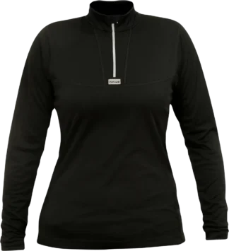 Womens Cambia Ls Zip Black Womens Baselayer Front
