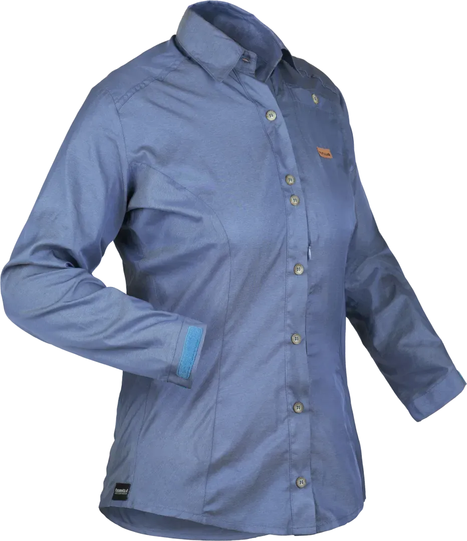 Womens Socorro Shirt Indigo Womens Walking Shirt Angled